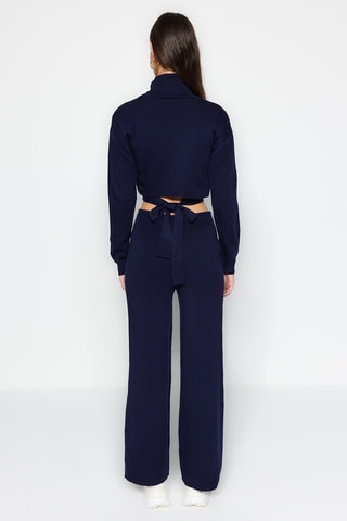 Camisola curta e calças wide legs Azul-marinho