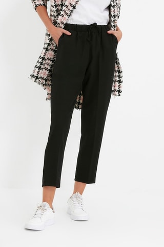 Calças casual de cintura subida Preto