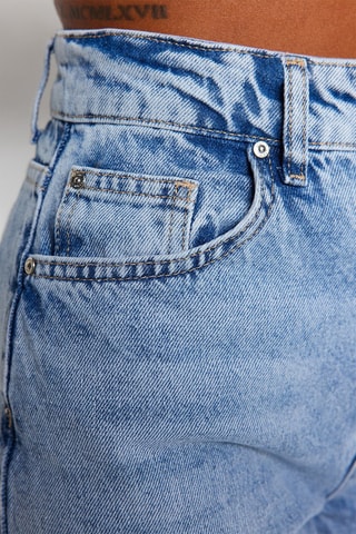 Calças de ganga direitas de cintura subida Azul