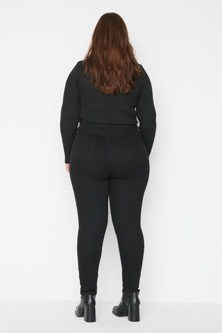 Calças de ganga skinny cintura subida Preto