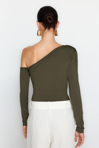 Top assimétrico Caqui