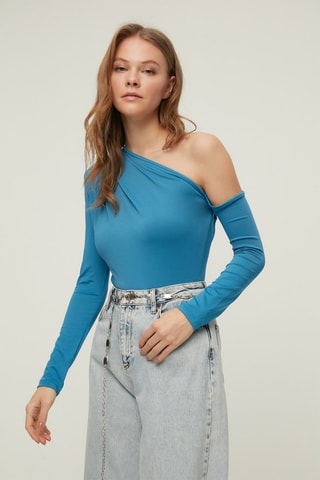 Top assimétrico Índigo