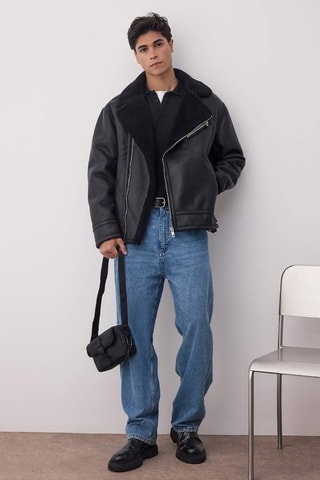 Blusão estilo aviador - Preto