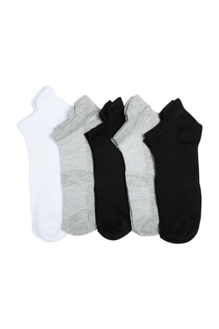 3 pares de meias curtas - Preto, cinzento e branco