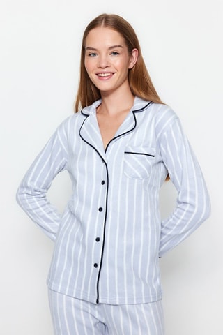 Pijama polar - Branco e azul