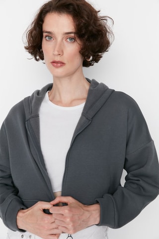 Sweat curta com capuz Antracite