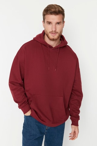 Sweat oversize com capuz - Bordô