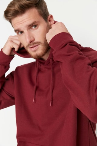 Sweat oversize com capuz - Bordô