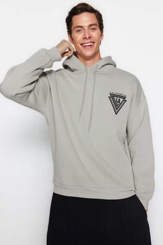 Sweat polar com capuz - Cinzento-claro