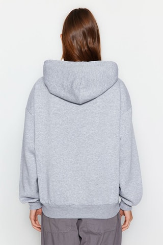 Sweat oversize com capuz - Cinzento