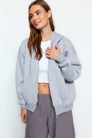 Sweat oversize com capuz - Cinzento
