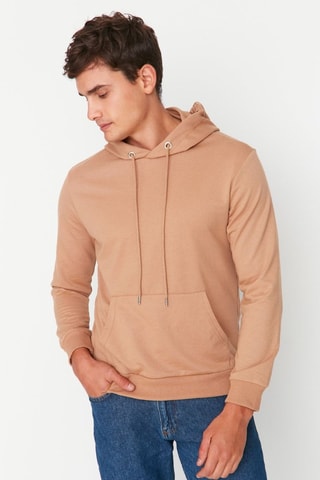 Sweat regular com capuz - Bege