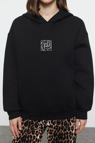 Sweat regular com capuz - Preto