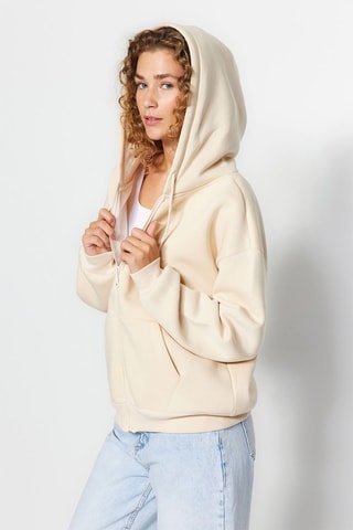 Sweat oversize com capuz - Bege