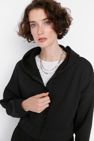 Sweat curta com capuz Preto