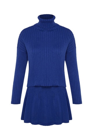 Camisola e saia estilo patinadora - Azul-cobalto