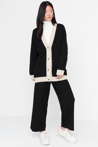 Casaco de malha e calças Preto