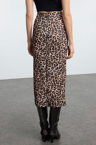 Saia direita de cintura alta - Castanho