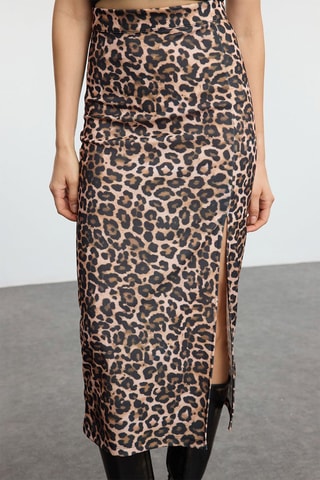 Saia direita de cintura alta - Castanho