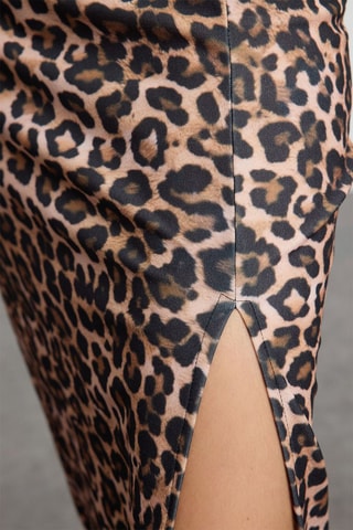 Saia direita de cintura alta - Castanho