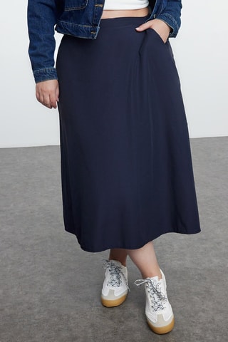 Saia midi - Azul-marinho