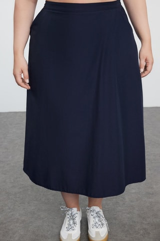 Saia midi - Azul-marinho