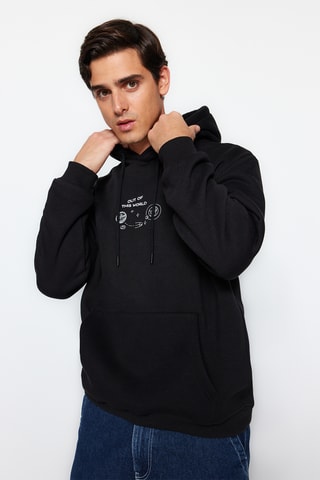 Sweat regular com capuz - Preto