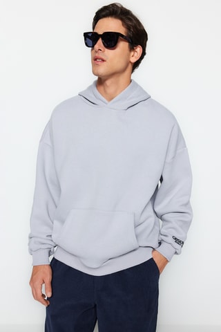 Sweat oversize com capuz - Cinzento-claro