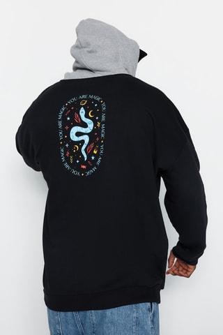 Sweat oversize com capuz - Preto