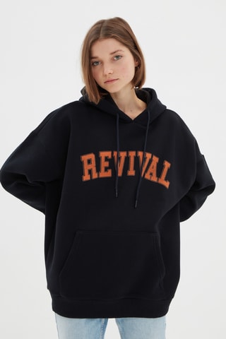 Sweat oversize com capuz - Preto