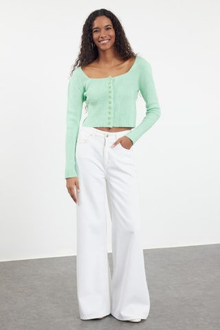 Casaco de malha - Verde-menta