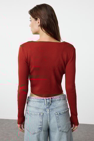 Casaco e crop top - Vermelho-tijolo