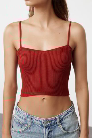 Casaco e crop top - Vermelho-tijolo