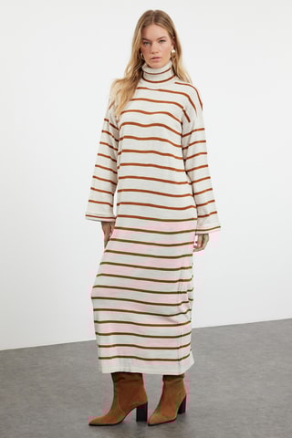 Vestido comprido - Vermelho-tijolo