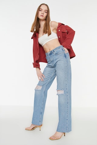 Calças de ganga wide legs - Azul-claro