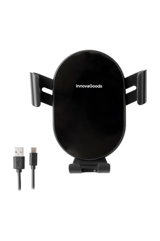 Cargador y soporte de teléfono para coche - Negro