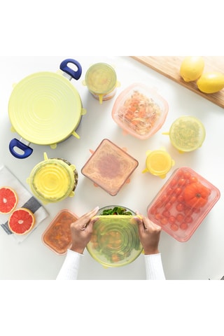 10 coperchi riutilizzabili e regolabili in silicone 