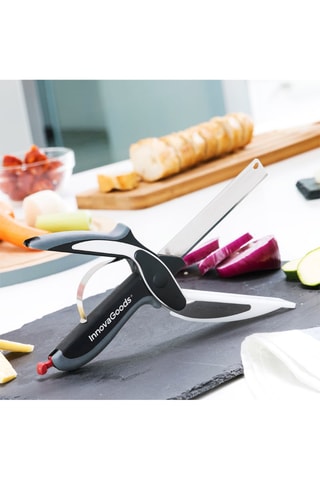 Tijeras cuchillo de acero inoxidable con minitabla de cortar integrada