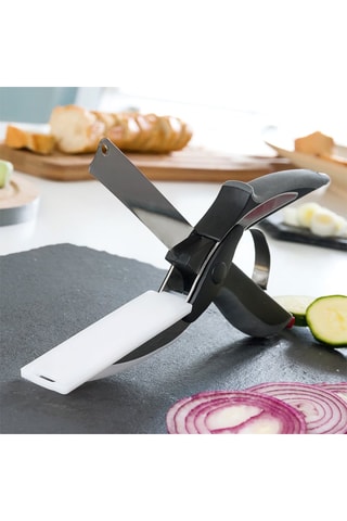 Tijeras cuchillo de acero inoxidable con minitabla de cortar integrada