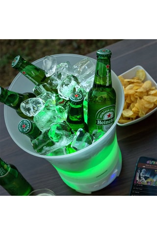 Secchiello del ghiaccio a LED e altoparlante Bluetooth - Bianco