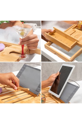 Vassoio per vasca da bagno allungabile in bambù