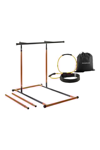 Set base per trazioni e fitness, cintura con fasce di resistenza - 53 x 12,5 x 32 cm