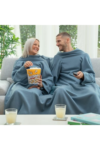 Set coperta doppia e 2 pantofole riscaldabili nel microonde - Grigio, blu e rosso