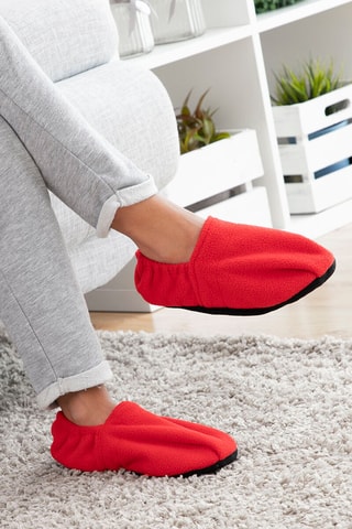 Set coperta doppia e 2 pantofole riscaldabili nel microonde - Grigio, blu e rosso
