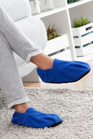 Set coperta doppia e 2 pantofole riscaldabili nel microonde - Grigio, blu e rosso