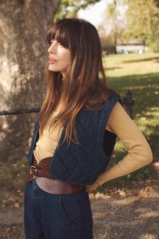 Gilet corto in jeans - Navy