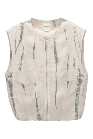 Gilet tie and dye in lino - Beige