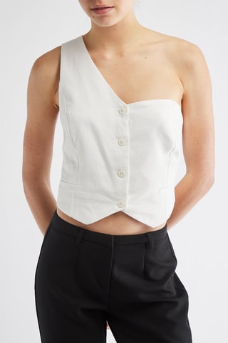 Gilet asymétrique en lin - Blanc