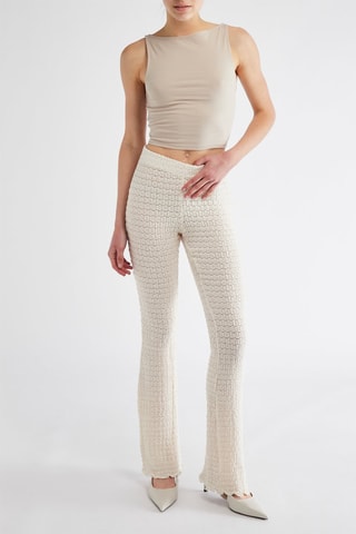 Pantalon flare taille haute - Beige
