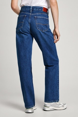 Jeans straight a vita alta - Blu scuro